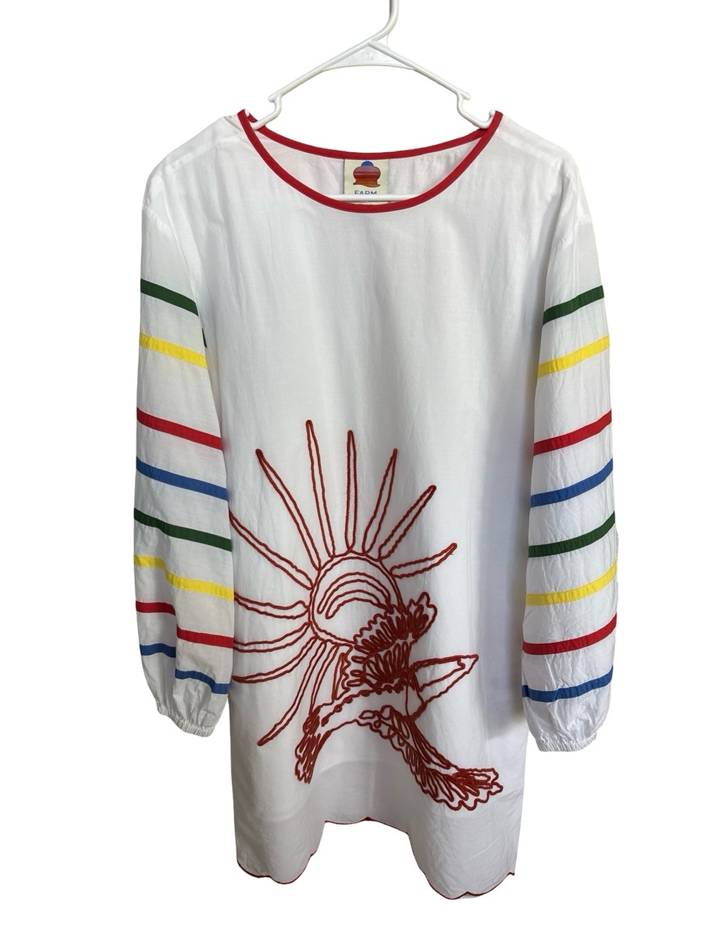 Farm Rio Women’s Long-Sleeve Scallop Mini Dress Sz S
